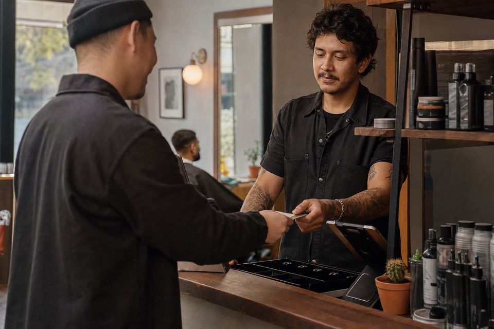 Checkout counter in a barbershop